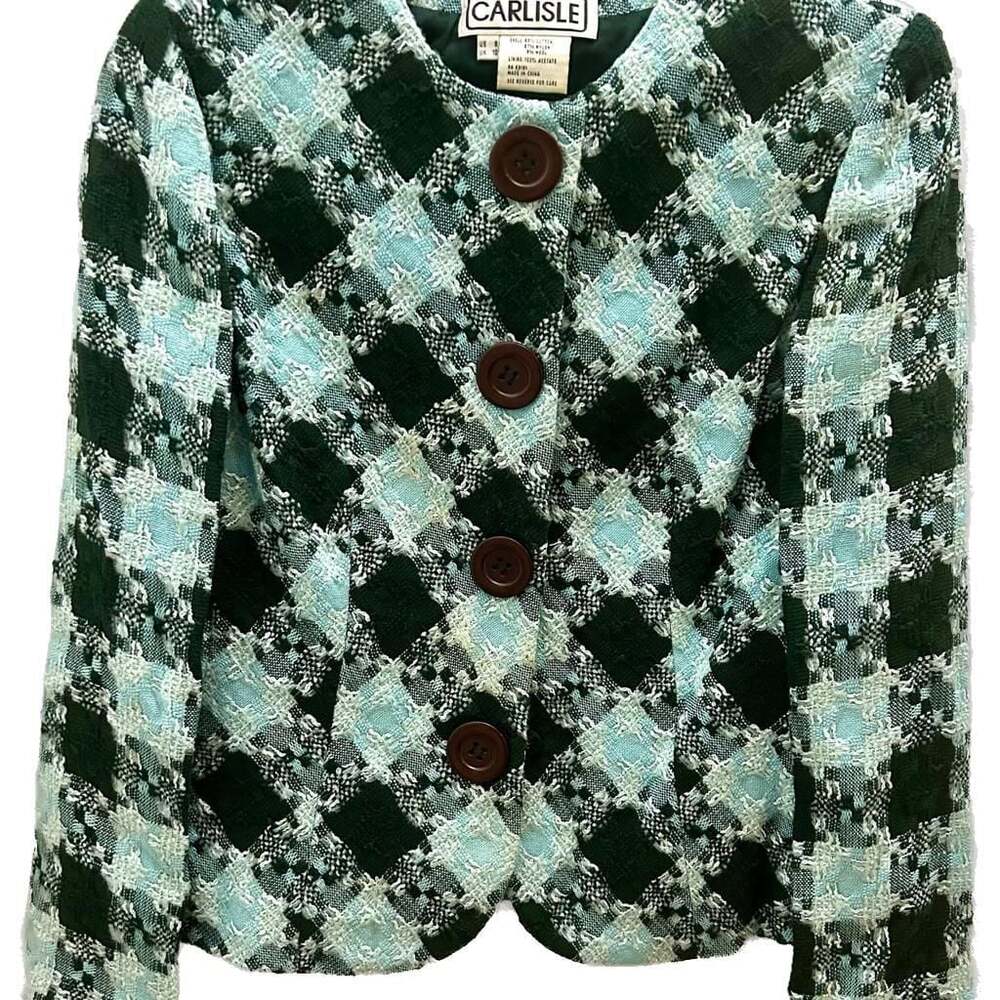 Vintage Carlisle Wool Blend Y2K Jacket Button Up Womens Sz 8 Palm Springs